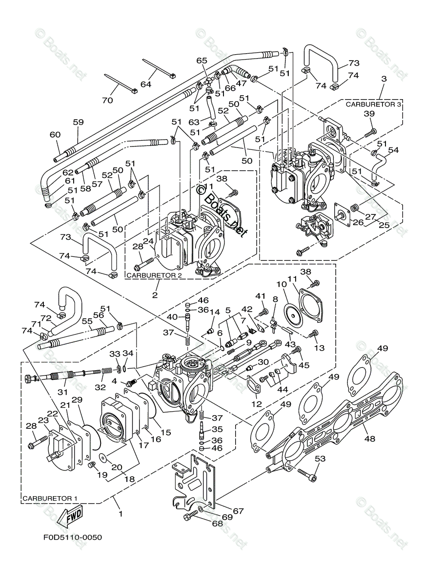 Yamaha Waverunner 2000 OEM Parts Diagram for CARBURETOR