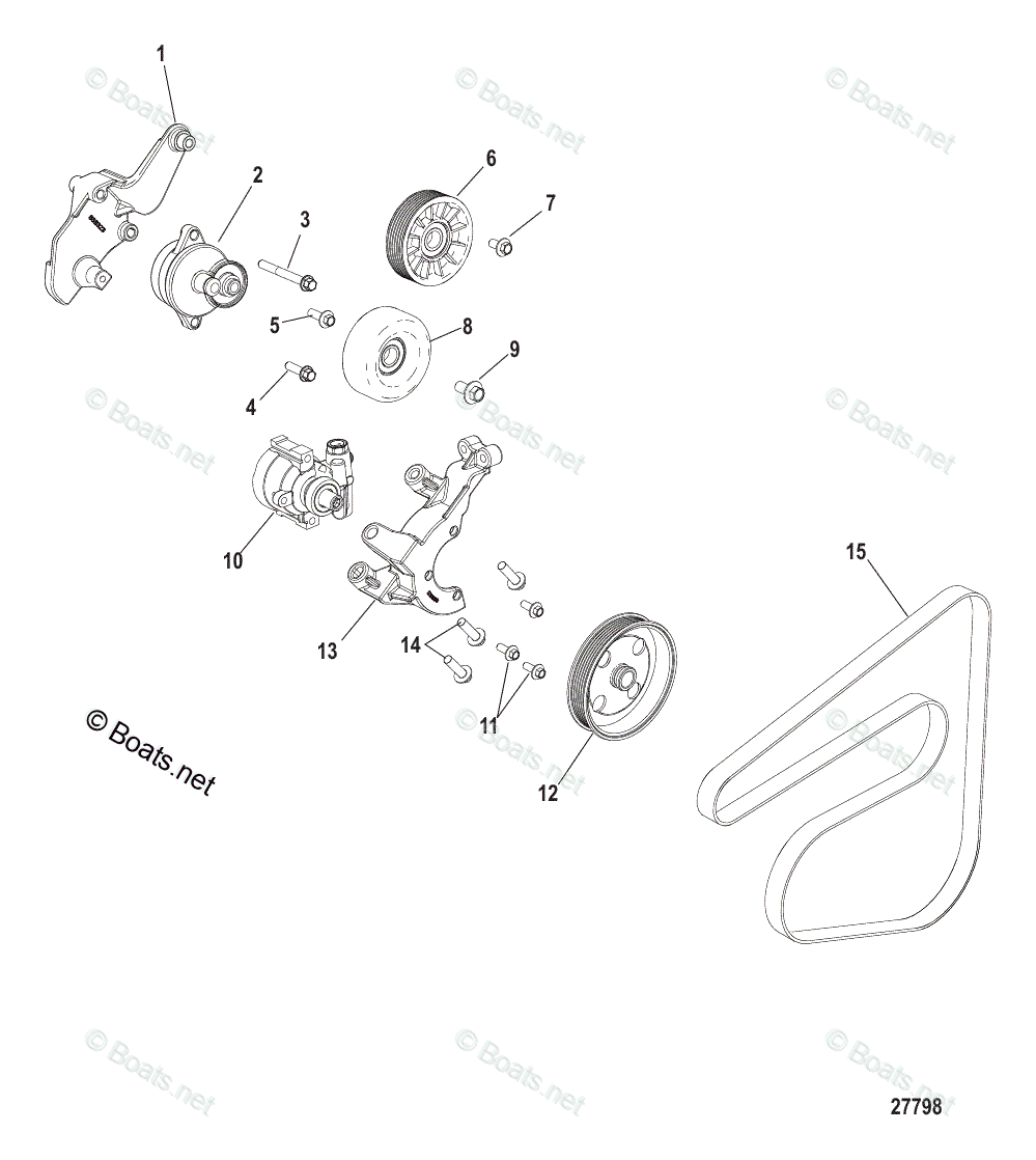 Mercruiser Sterndrive Gas Engines OEM Parts Diagram for Front Accessory