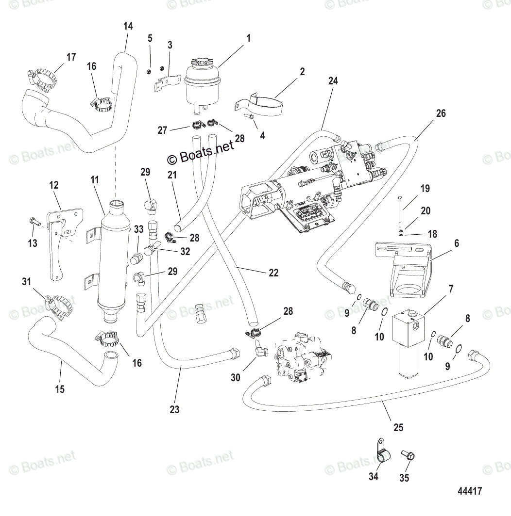 Mercruiser Inboard Diesel Engines OEM Parts Diagram for AXIUS Steering ...