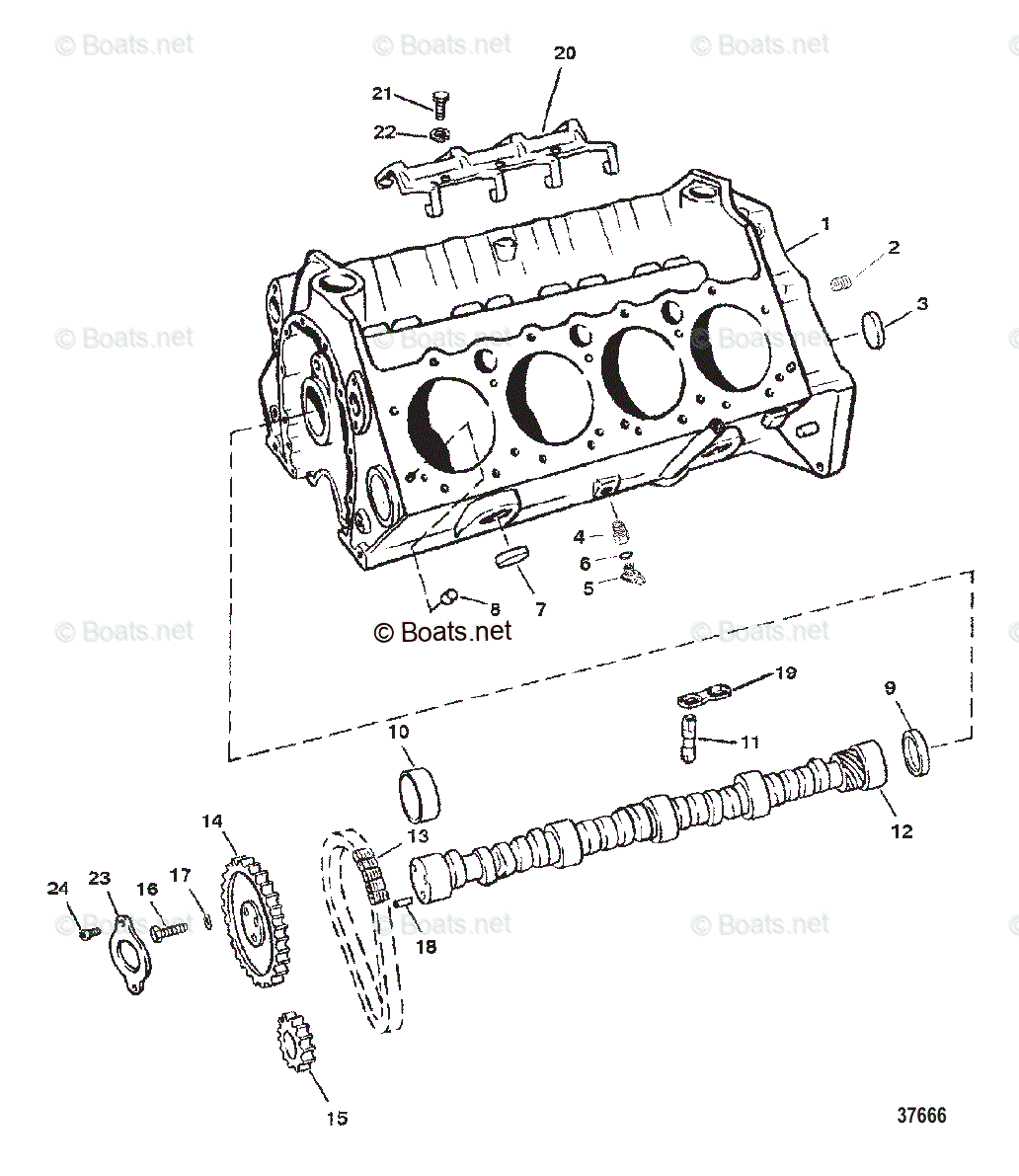 Mercruiser Sterndrive Gas Engines OEM Parts Diagram for CYLINDER BLOCK