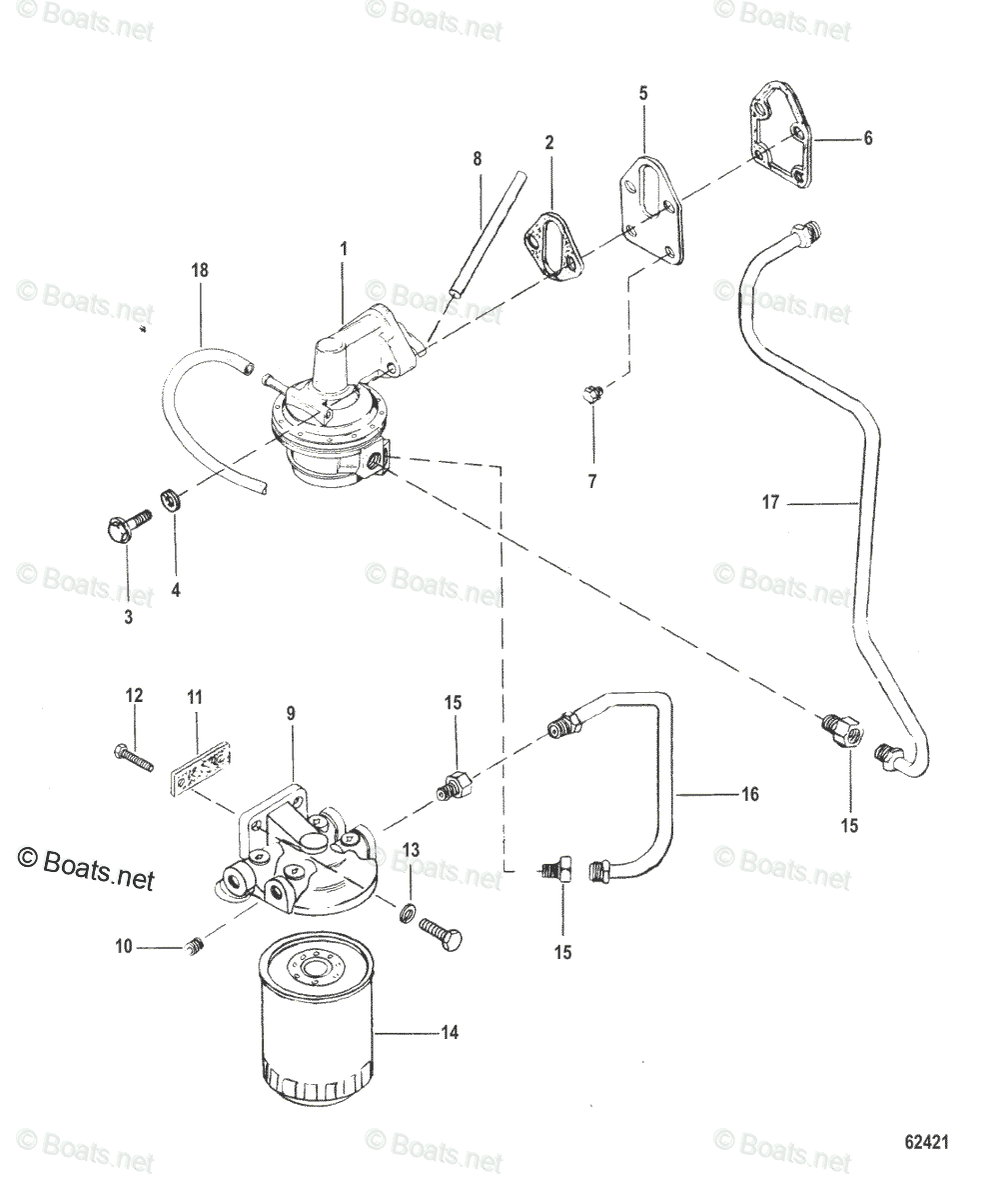 Mercruiser Sterndrive Gas Engines OEM Parts Diagram for Fuel Pump And ...