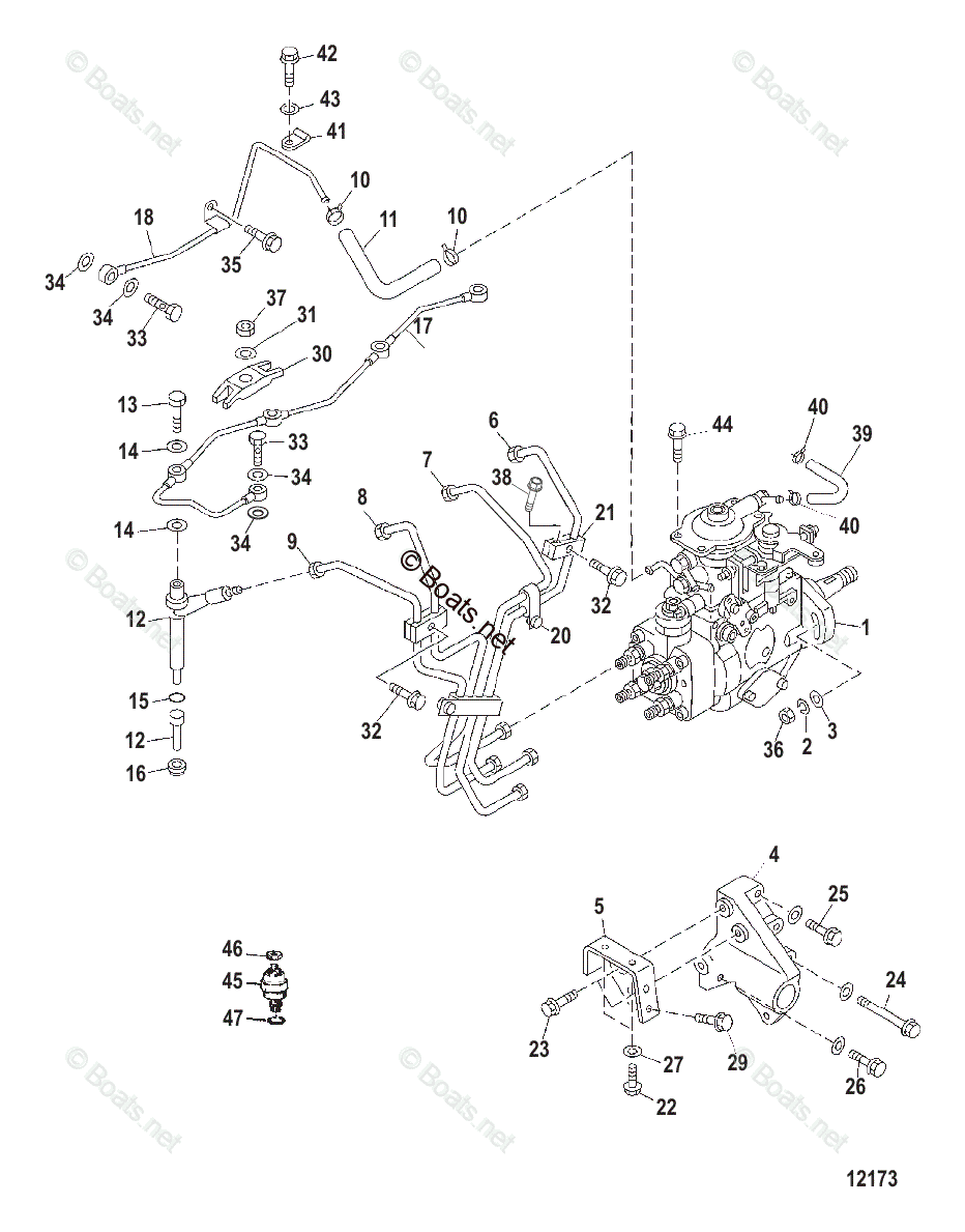 Mercruiser Inboard Diesel Engines OEM Parts Diagram for Fuel Injection
