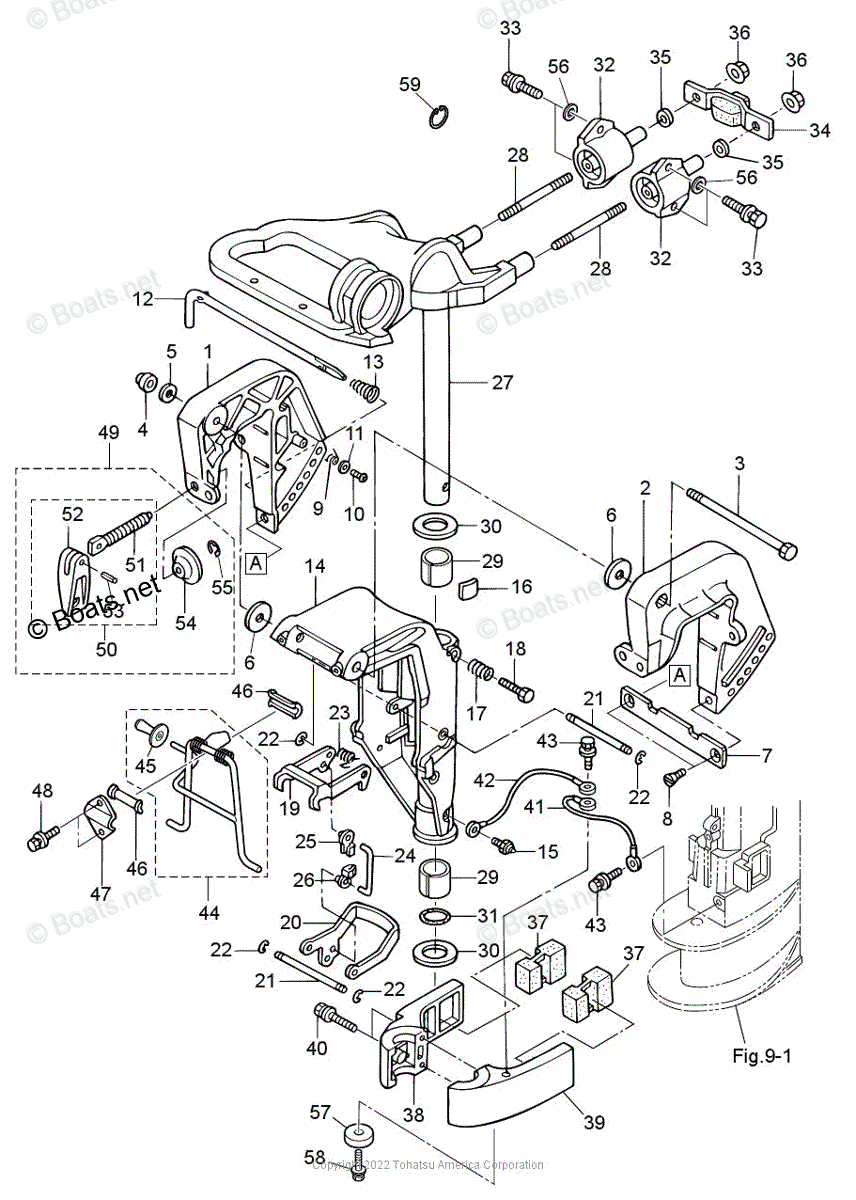 Tohatsu Outboard 2022 OEM Parts Diagram for BRACKET (MF & EF MODEL ...