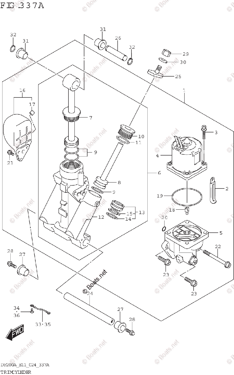 Suzuki Outboard 2024 OEM Parts Diagram for TRIM CYLINDER | boats.net