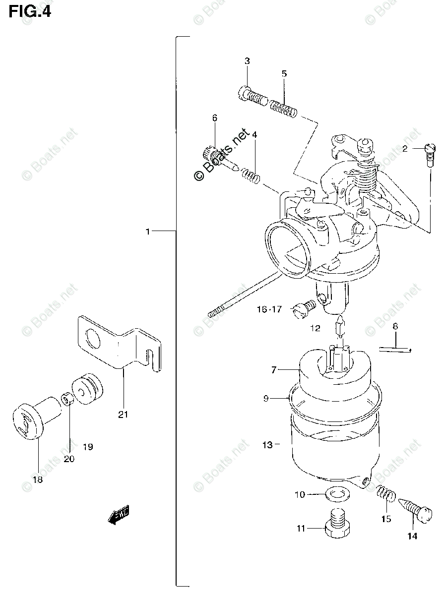 Suzuki Outboard 1998 OEM Parts Diagram for CARBURETOR | boats.net
