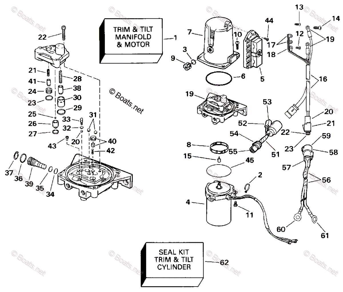 のぶー　904545 Evinrude Outboard 1991 OEM Parts Diagram for Power Trim/Tilt