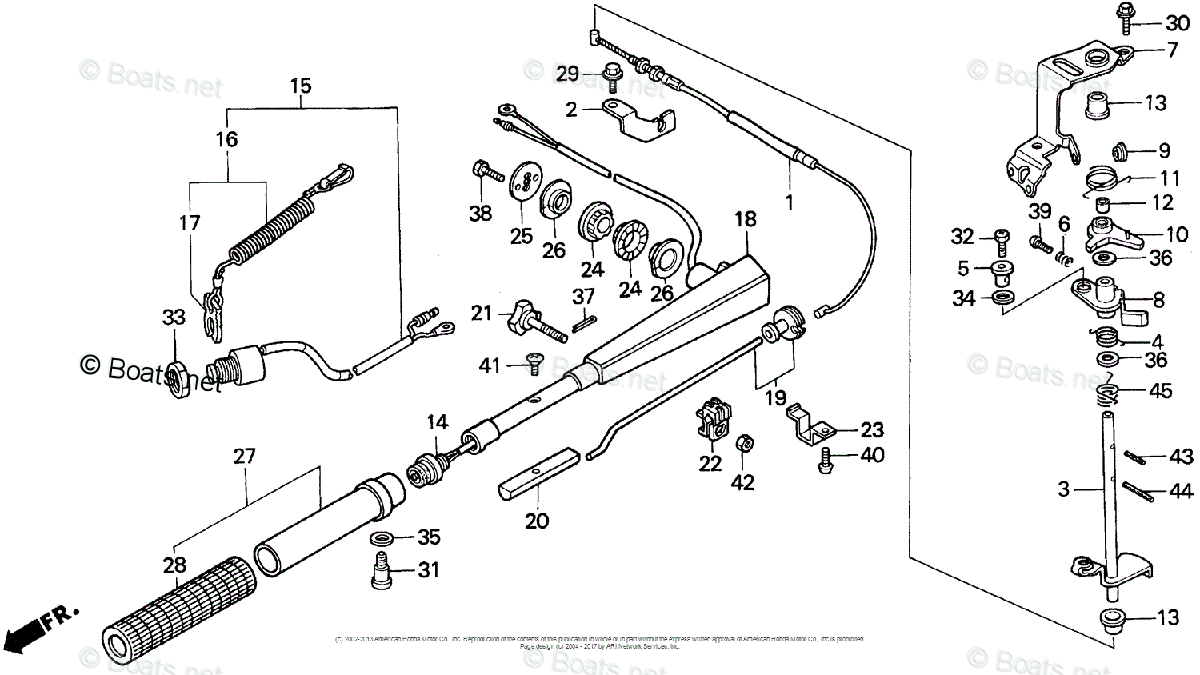Honda Outboard 2000 OEM Parts Diagram for Handlebar | boats.net