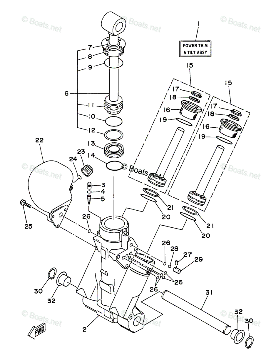 Yamaha Outboard 1998 OEM Parts Diagram for Power Trim Tilt