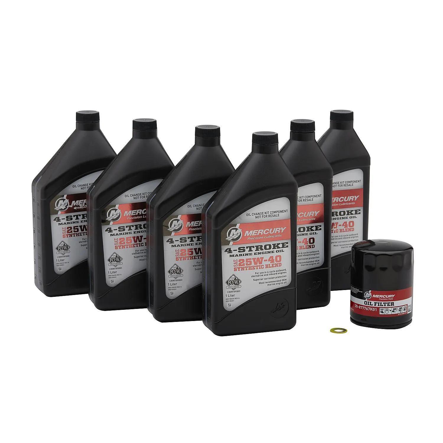 MERCURY OEM 8M0188358 25W-40 4-STROKE OUTBOARD OIL CHANGE KIT FOR