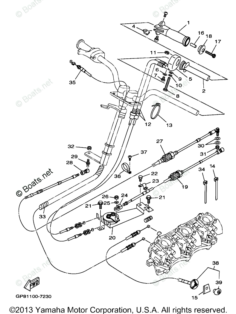 Yamaha Waverunner 1997 OEM Parts Diagram for CONTROL CABLE | Boats.net