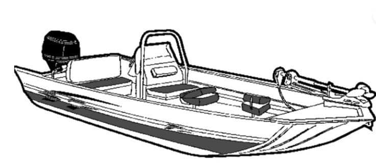 carver-ind Aluminum Modified V-Hull Jon Boat with High Center Console Boat  Cover - Slate Gray - 71418F-10