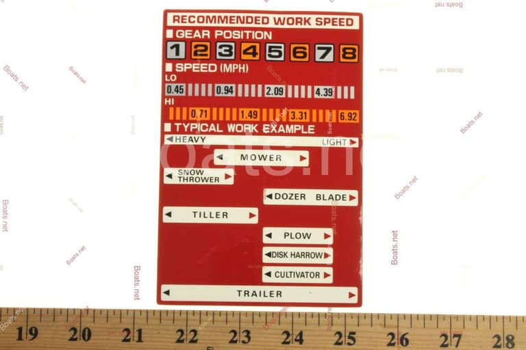 87191-769-000 SEE PART DETAILS - SUP; MARK, RECOMMENDED WORK SPEED (ENGLISH)