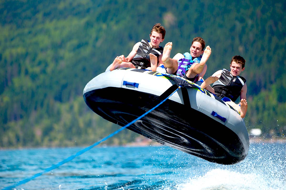 Fun boating activities ride tow tubes