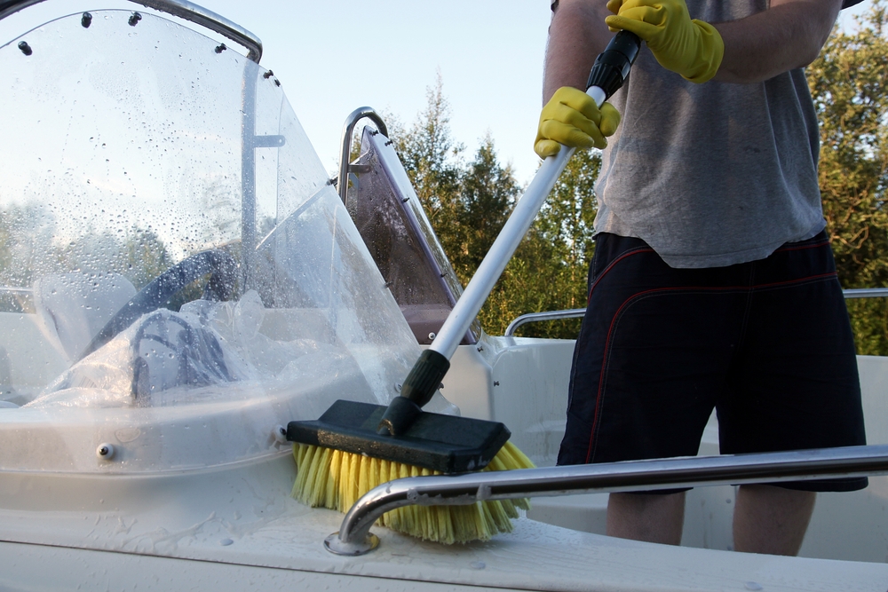 Basic boat maintenance tips cleaning brush