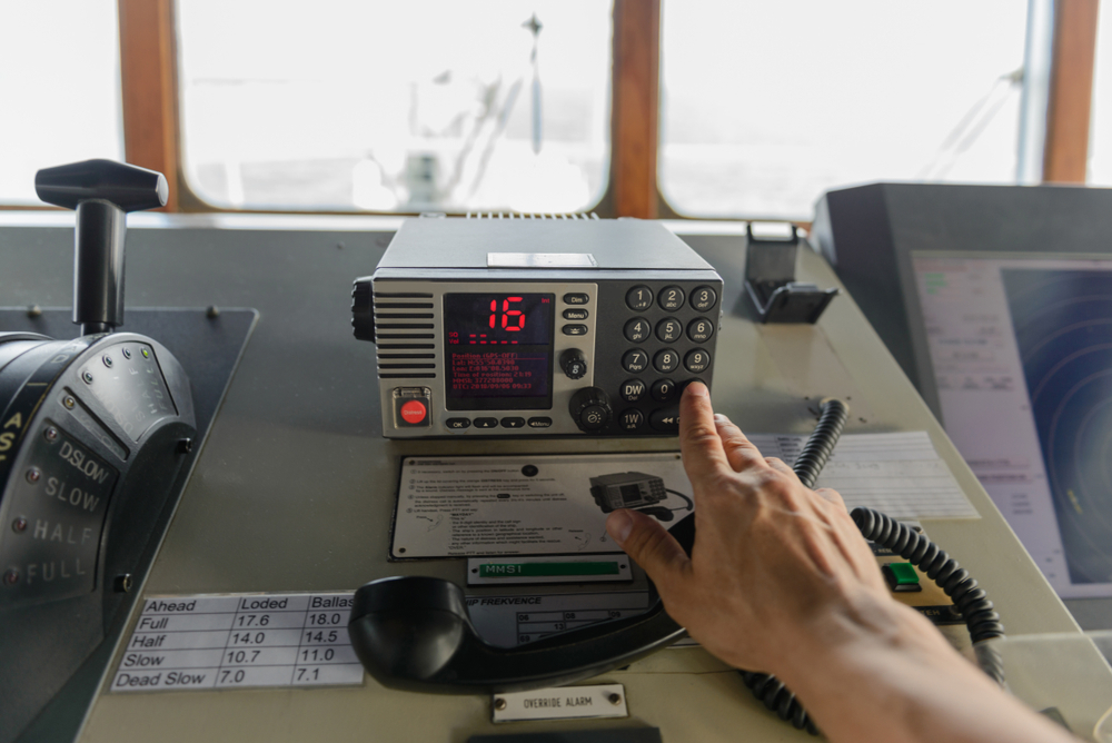 VHF marine radio mounted