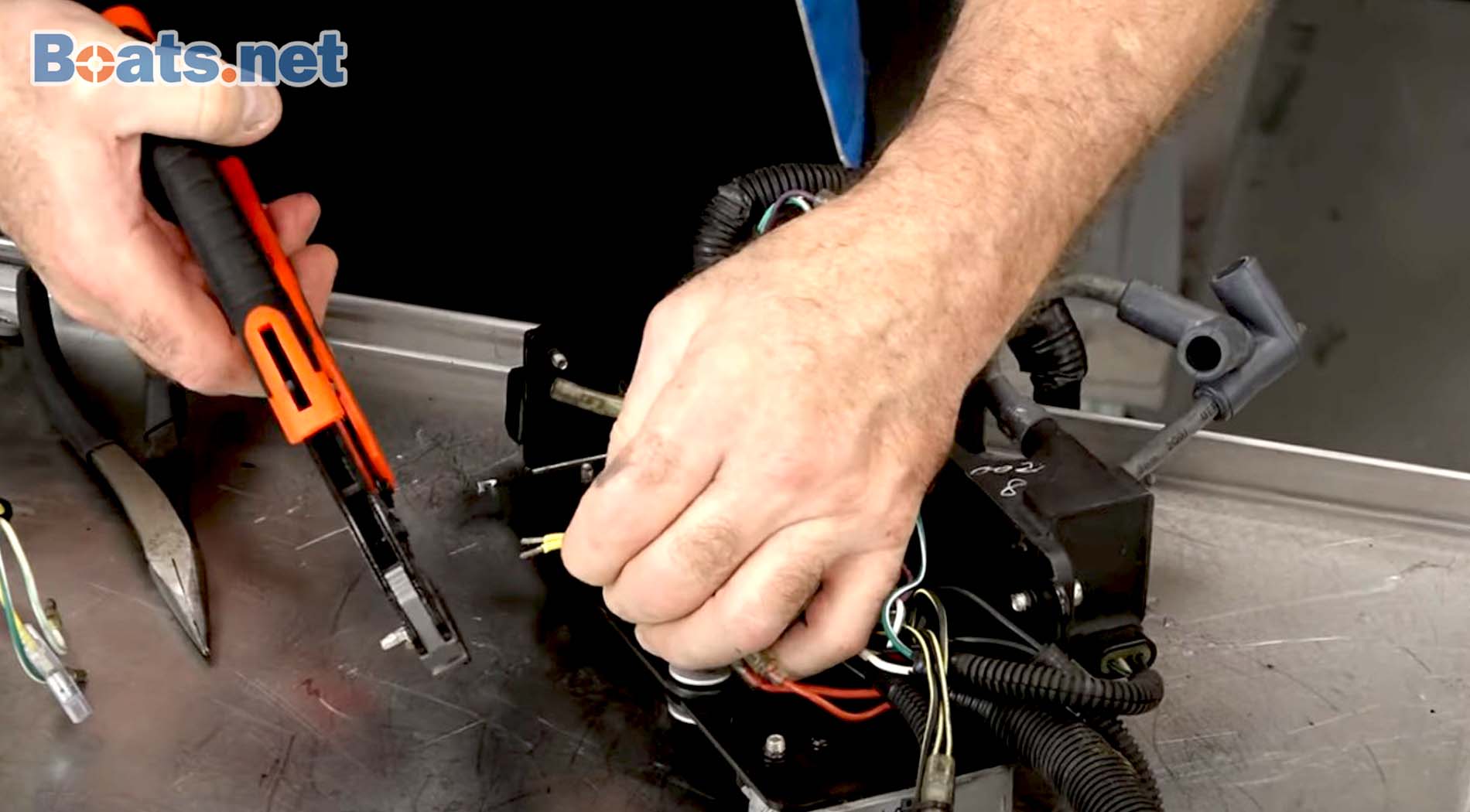 Boat electrical wiring crimping