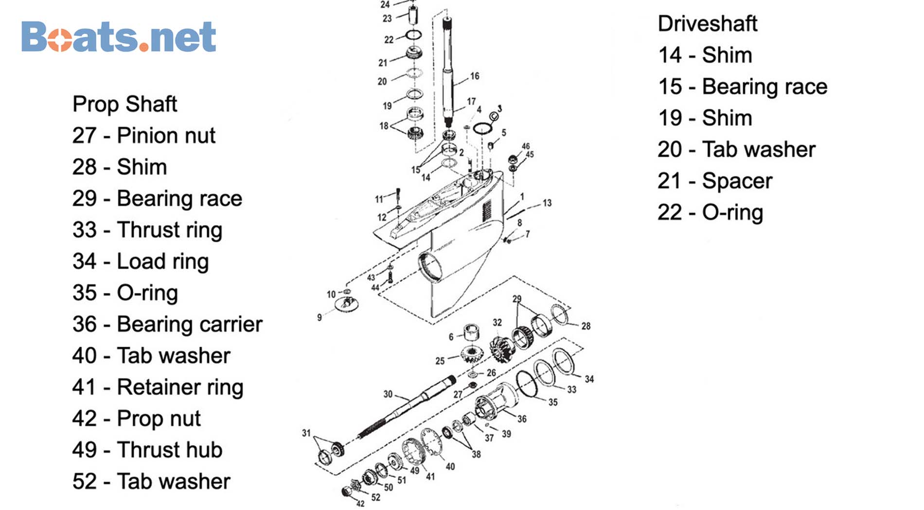 Mercruiser Bravo sterndrive lower unit parts diagram