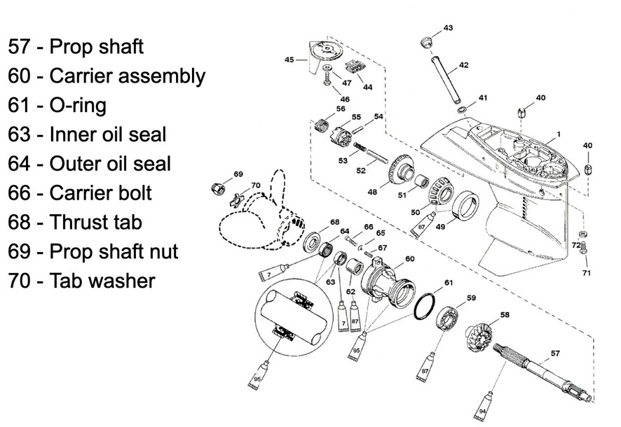Mercury 40 outboard prop shaft parts diagram