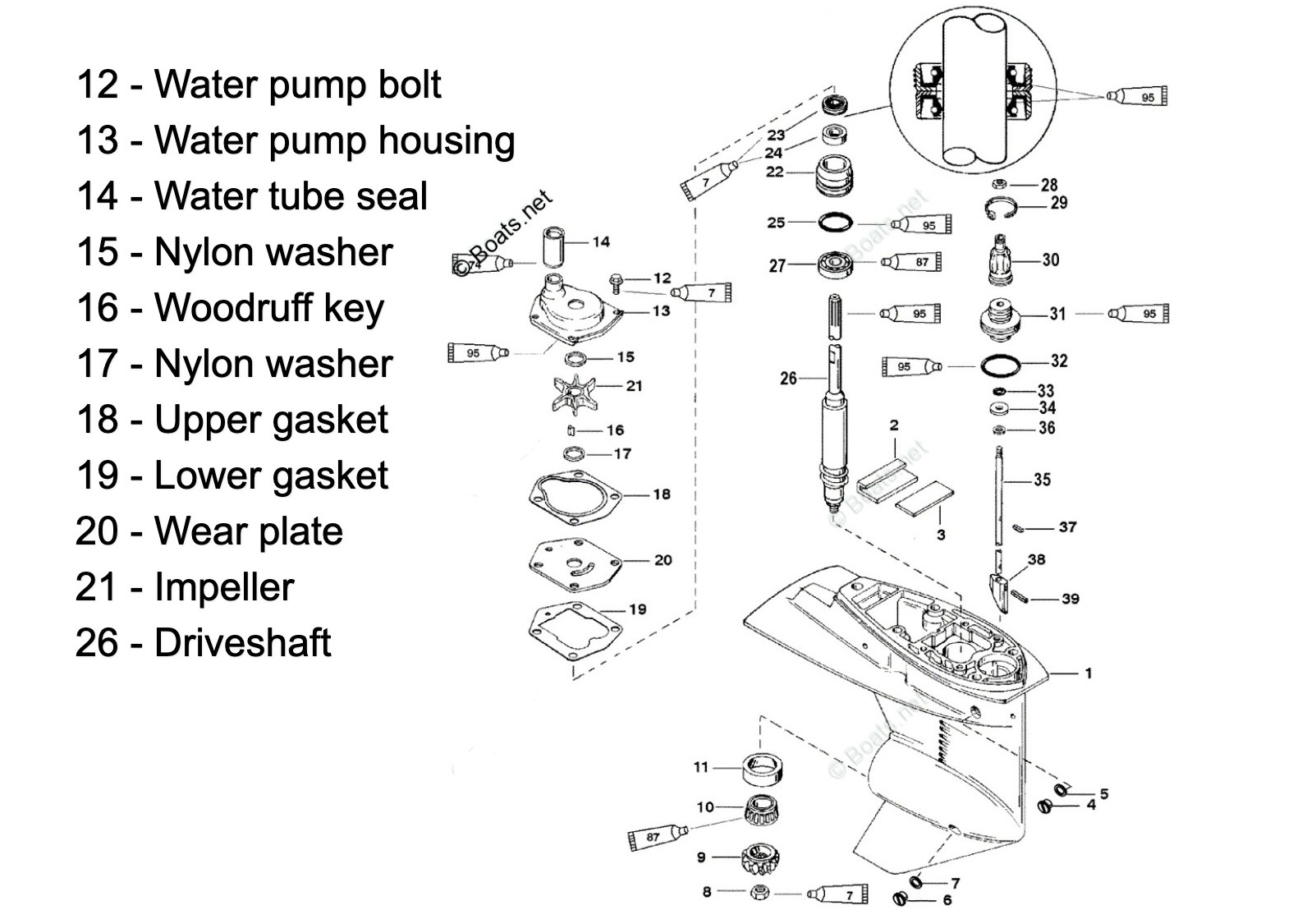 Mercury 40 water pump parts diagram