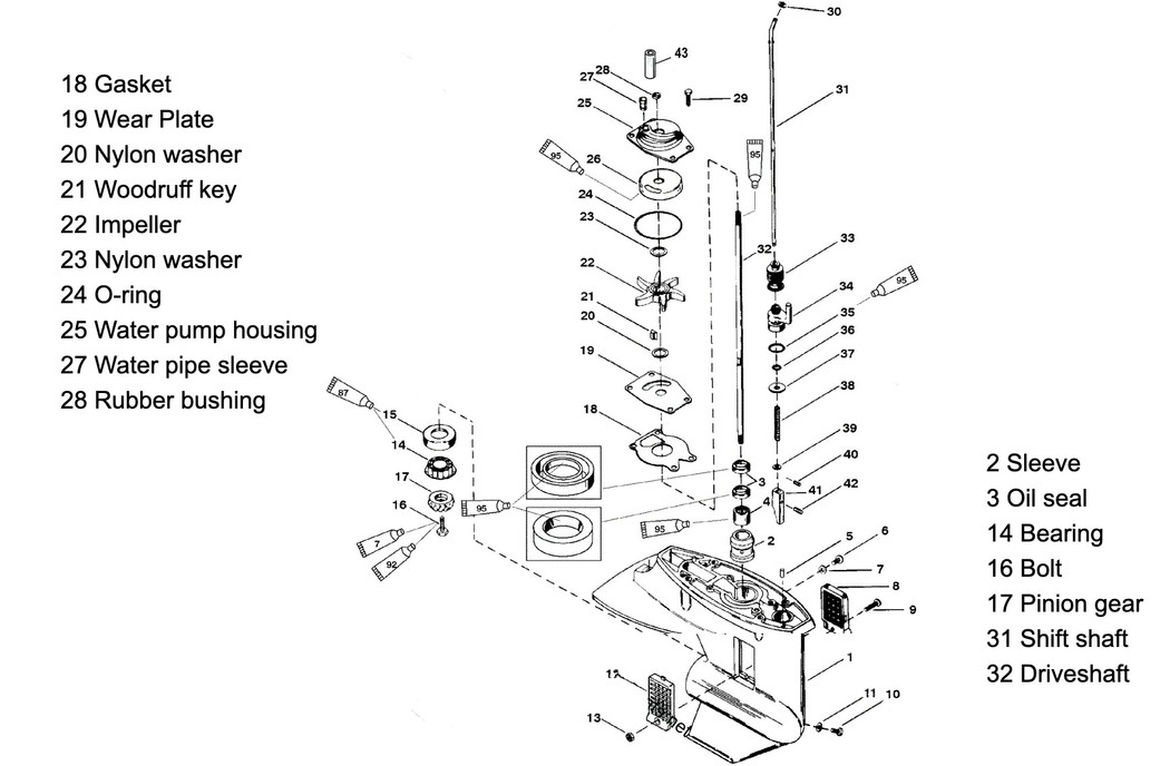Mercury Tracker 25 water pump parts diagram