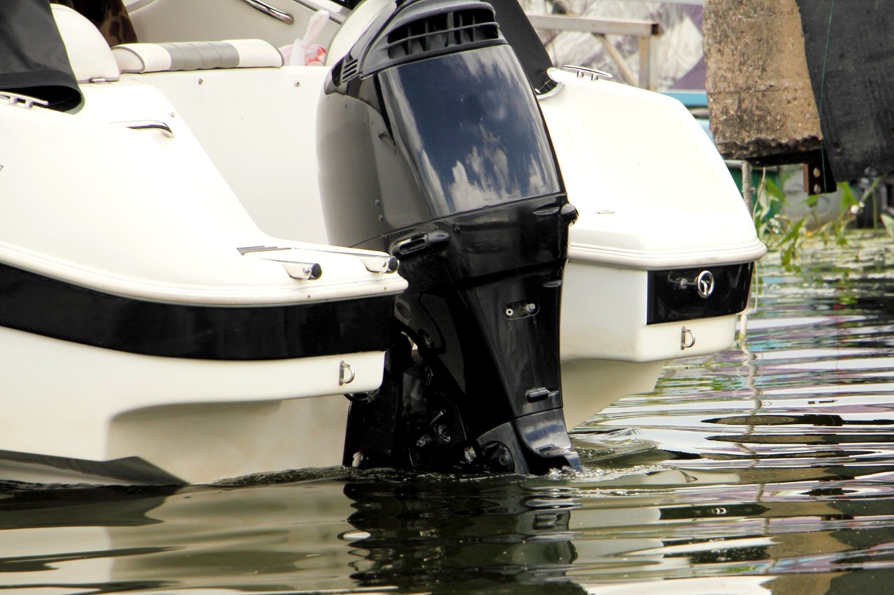 Outboard tilted down