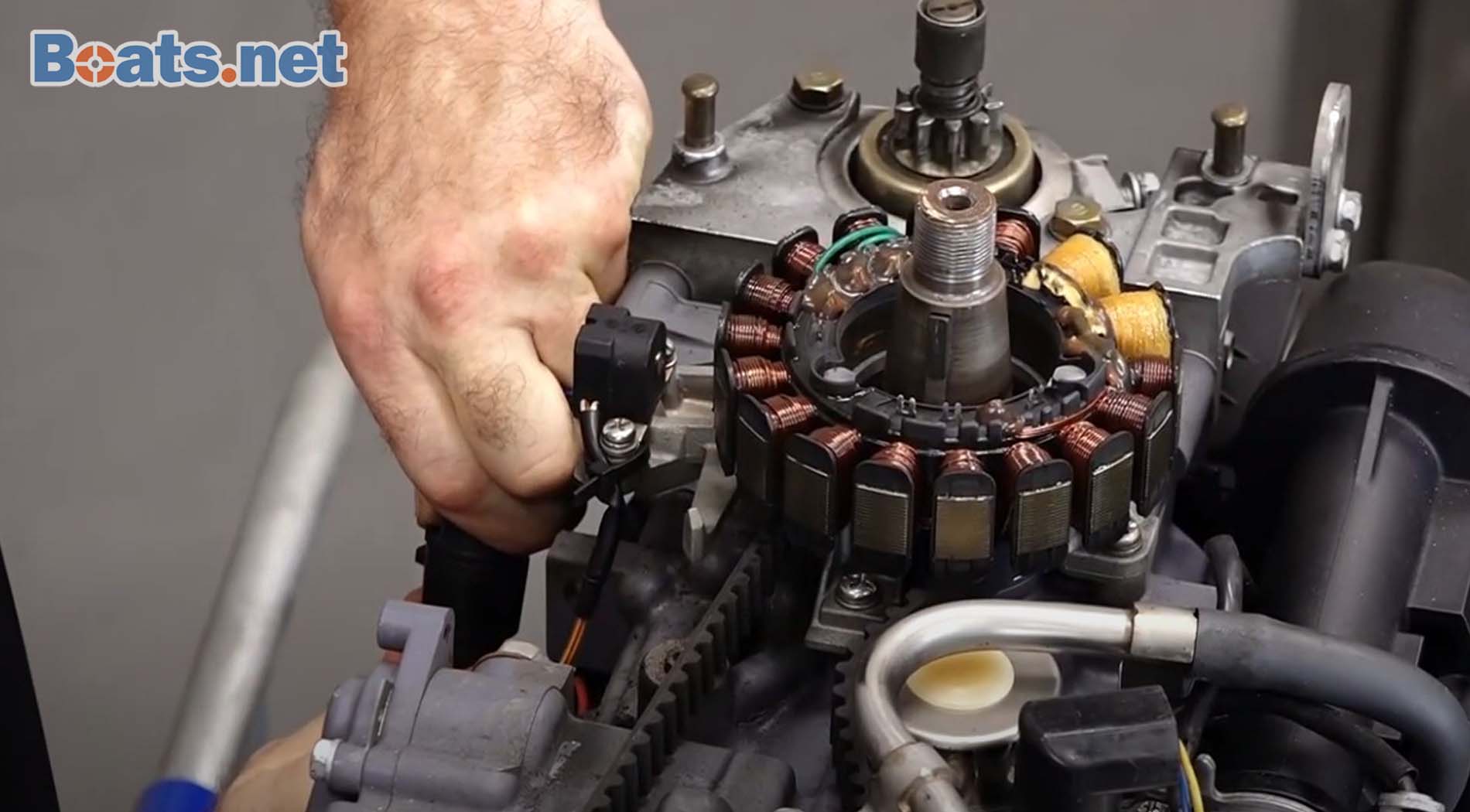 Yamaha 60HP outboard engine timing belt change stator